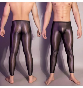 Feeetmoi - Men's Ultra-Thin Shiny Leggings (Black)